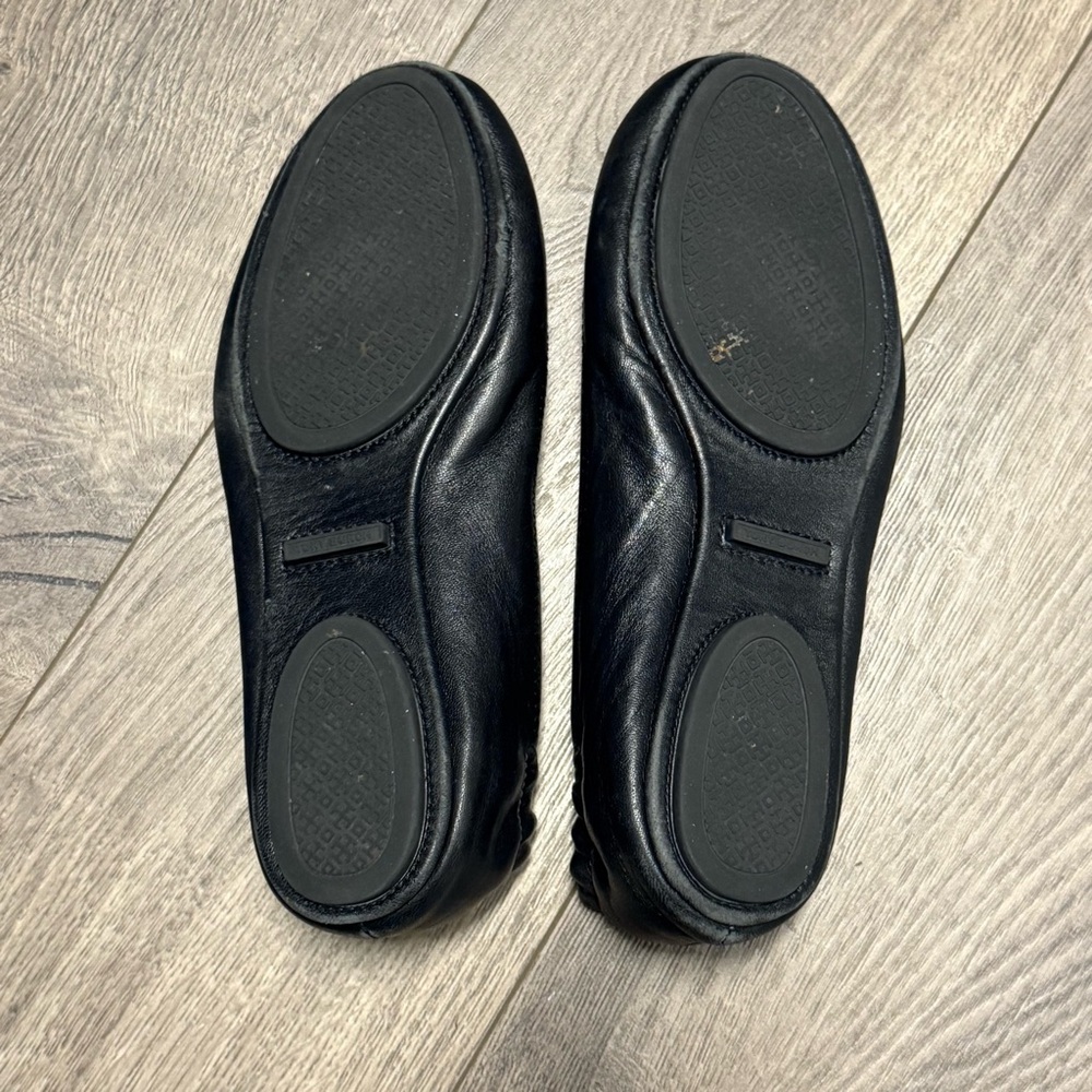 Tory Burch Minnie Reva Black Leather Ballet Flats 6.5 - Picture 5 of 10
